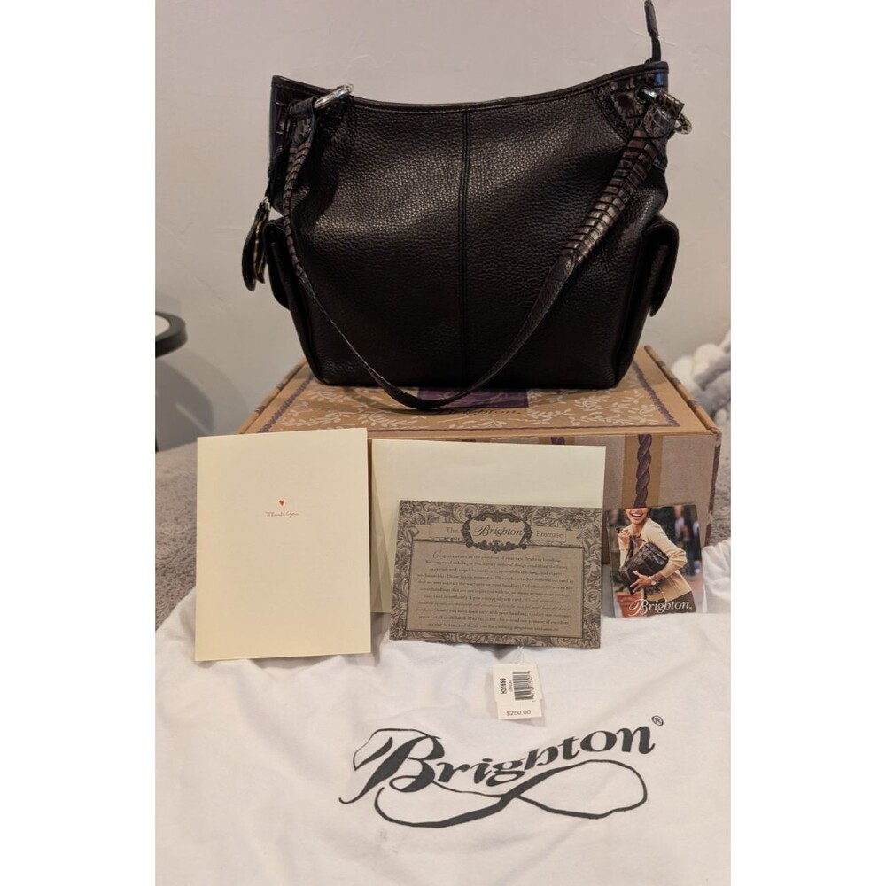 Brighton Sonny Leather Handbag NWTB with Tags Dust Bag Box & Cards – Brown